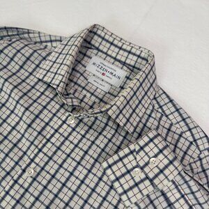 Mizzen+Main Leeward Shirt Men's Medium Trim Fit Plaid White Blue Long Sleeve